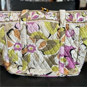 Quilted Floral Tote Bag in Pink, Green & Cream